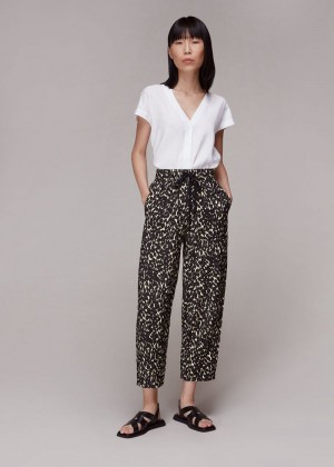 Whistles Sahara Cat Printed Pants Black / Multicolor | US-34718FXOU