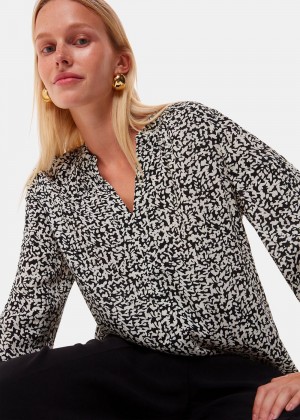 Whistles Scribble Print Blouse Black / Multicolor | US-27396NSZV