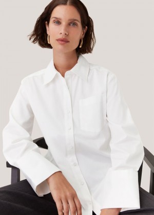 Whistles Serena Cotton Shirts White | US-37896TCXK