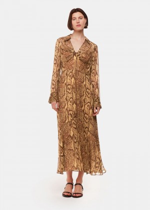 Whistles Serpent Print Midi Dress Snake | US-85610GZRO