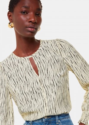 Whistles Shibori Stripe Detail Blouse White / Multicolor | US-57398XYST