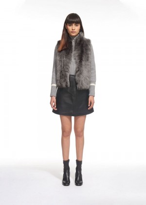 Whistles Short Sheepskin Vest Grey | US-12495XUFA