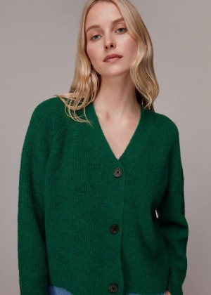 Whistles Skye Ribbed Cardigan Green | US-57094UDSP