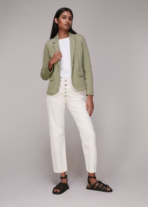 Whistles Slim Fit Jersey Jacket Khaki | US-97682GQKJ