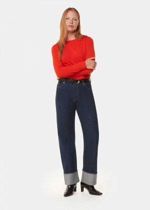 Whistles Slim Straight Neck Jersey Top Red | US-65824OBNQ