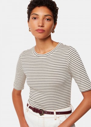 Whistles Slim Stripe T-Shirt Navy / Multicolor | US-93784BAYD