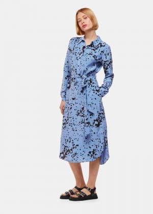 Whistles Smudged Spot Print Imie Dress Blue / Multicolor | US-52760UTCS