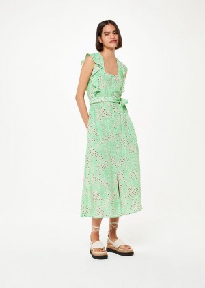 Whistles Sophie Daisy Meadow Midi Dress Green / Multicolor | US-90765ROZI