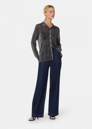 Whistles Sparkle Knit Shirts Black / Multicolor | US-56843BORQ