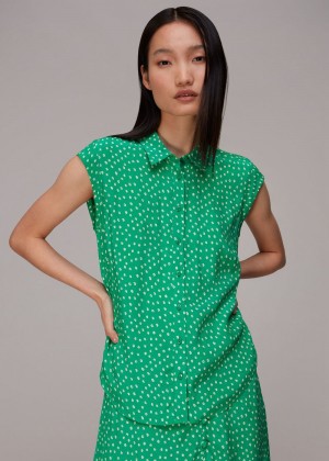 Whistles Spot Print Sleeveless Shirts Green / Multicolor | US-65102PDUZ