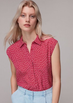 Whistles Spot Print Sleeveless Shirts Pink / Multicolor | US-81597KRGC