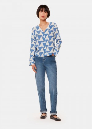 Whistles Spun Triangle Blouse Blue / Multicolor | US-93687BVON