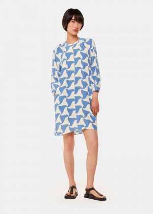 Whistles Spun Triangle Dress Blue / Multicolor | US-36821FRQY