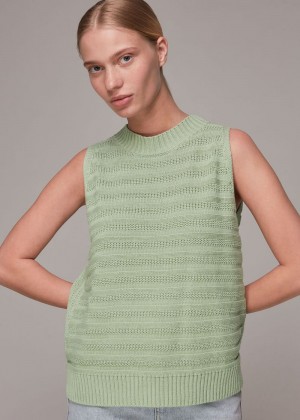 Whistles Stitch Detail Knitwear Olive Green | US-19305TSHB