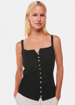 Whistles Strappy Button Through Vest Vest Black | US-57921PUJL