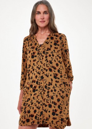 Whistles Striking Leopard Print Dress Leopard | US-08719EKRI