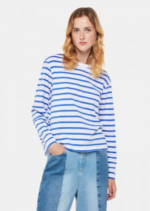 Whistles Stripe Cotton Top Blue / Multicolor | US-21730VQMR