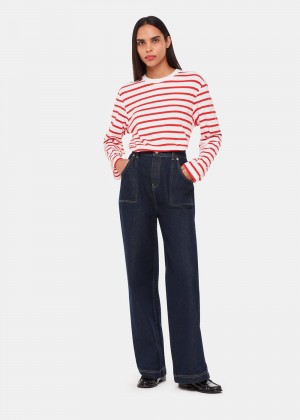 Whistles Stripe Cotton Top Red / Multicolor | US-78916FRXT