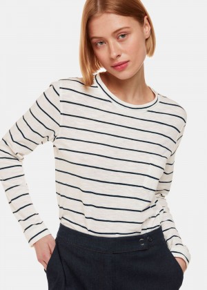 Whistles Stripe Crew Neck Pocket Top White / Multicolor | US-52934VZUM