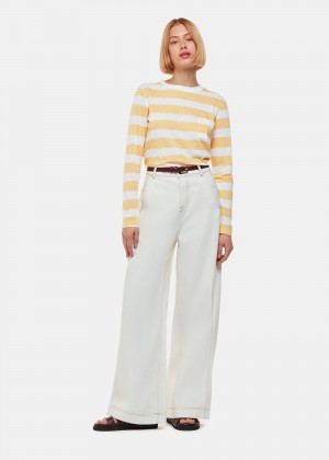 Whistles Stripe Crew Neck Pocket Top Yellow / Multicolor | US-26509OAFS