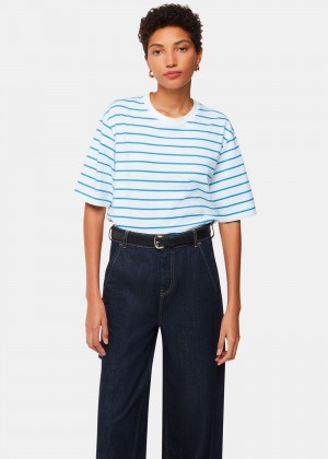 Whistles Stripe Short Sleeve T-Shirt Blue / Multicolor | US-19523DAIH