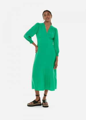 Whistles Sula Midi Dress Green | US-28460DKMO