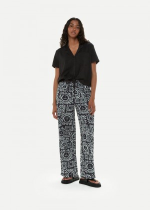 Whistles Sunman Print Pants Black White | US-49726VKXU