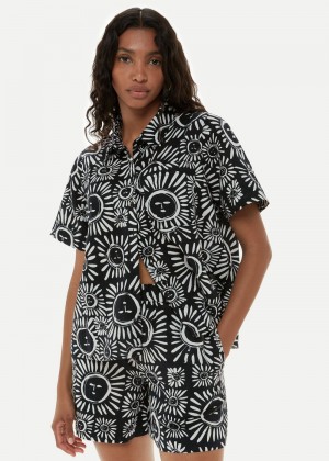 Whistles Sunman Print Shorts Black White | US-43652JAEP