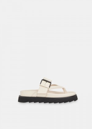 Whistles Sutton Toe Post Buckle Sandals White | US-94705CGLM