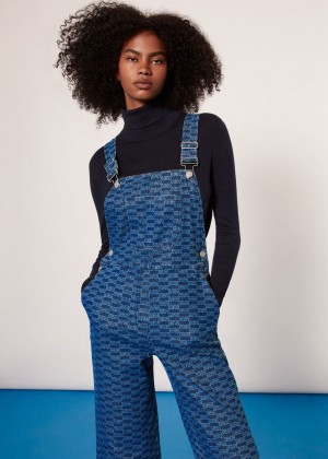 Whistles Tangle Check Denim Jumpsuit Blue | US-25103MSLC