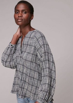 Whistles Tatum Check Oversized Top Black / Multicolor | US-08734LWYP