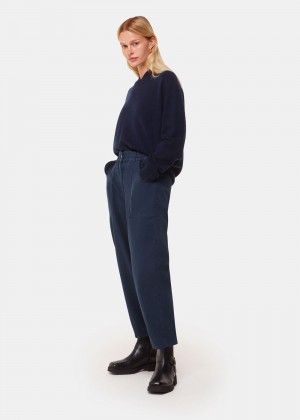 Whistles Tessa Casual Pants Navy | US-03146WXBA