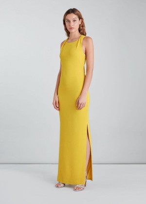 Whistles Tie Back Dress Yellow | US-97358CMDL