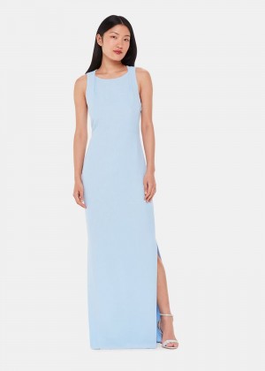 Whistles Tie Back Maxi Dress Blue | US-32801RZWI