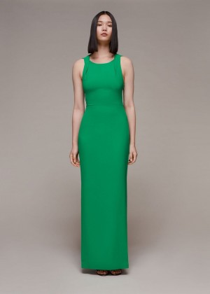 Whistles Tie Back Maxi Dress Green | US-53760CJGH