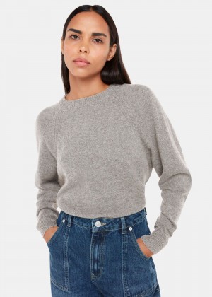 Whistles Ultimate Cashmere Crew Neck Knitwear Grey | US-87120IZNM