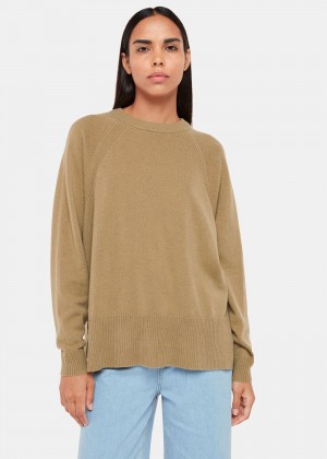 Whistles Ultimate Cashmere Crew Neck Knitwear Brown | US-45073SVYC