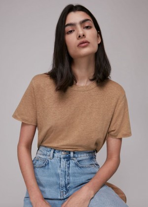 Whistles Ultimate Linen T-Shirt Neutral | US-47301WGIQ