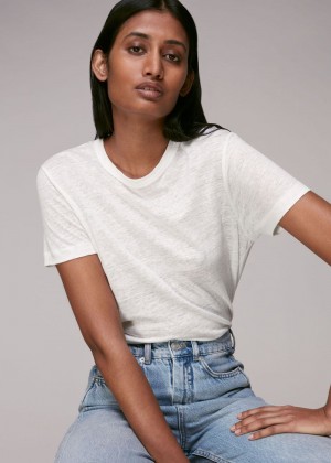 Whistles Ultimate Linen T-Shirt White | US-06318TSDW