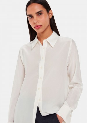 Whistles Ultimate Silk Shirts White | US-02678JYRB