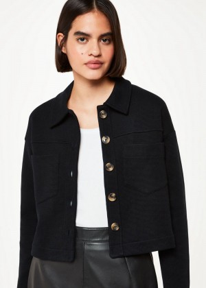 Whistles Utility Jersey Jacket Black | US-36479YPUR