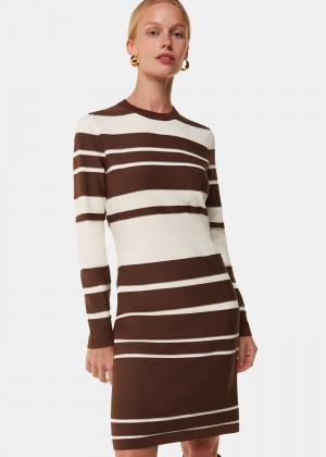 Whistles Variegated Stripe Knit Dress Brown / Multicolor | US-09683OZAC