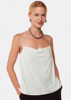 Whistles Velvet Cowl Neck Cami Top Silver | US-21038LNVB