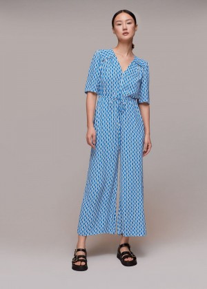 Whistles Vertical Stack Jumpsuit Blue / Multicolor | US-57086KNIV