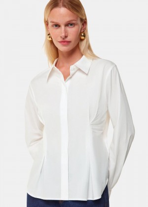 Whistles Waisted Cotton Shirts White | US-69243AQBP