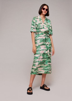 Whistles Waving Palms Shirt Dress Multicolor | US-29456MUDH