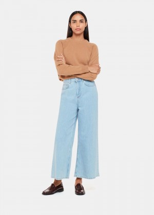 Whistles Wide Leg Cropped Jeans Light Wash | US-73254STOF