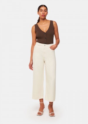 Whistles Wide Leg Cropped Jeans White | US-05163WAJN