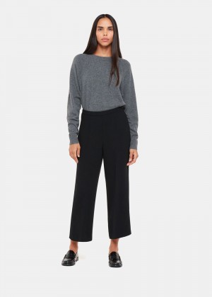 Whistles Wide Leg Cropped Pants Black | US-91837XPCK