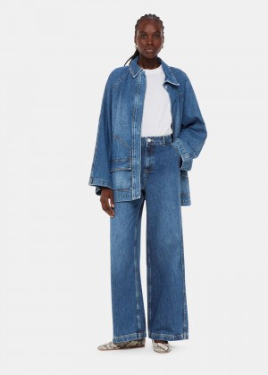 Whistles Wide Leg High Waist Jeans Blue | US-42603OISL